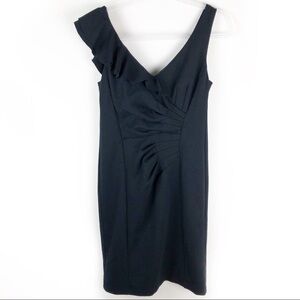 Nanette Lepore- Black some ruffled shoulder dress